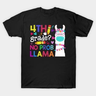 Quarantine Llama 4th Grade 2020 School Social Distance Shirt Funny Back To School Gifts T-Shirt